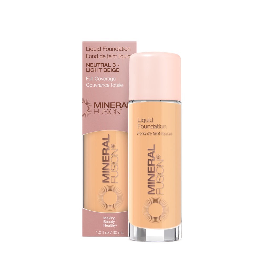 Mineral Fusion Liquid Foundation Neutral 3 Light Beige Full Coverage 1oz NEW